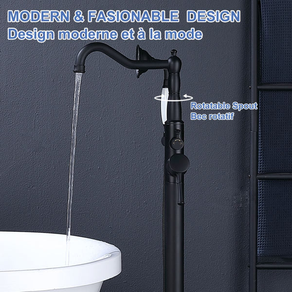 Single Handle Floor Mounted Clawfoot Tub Faucet with Handheld Shower RX8009