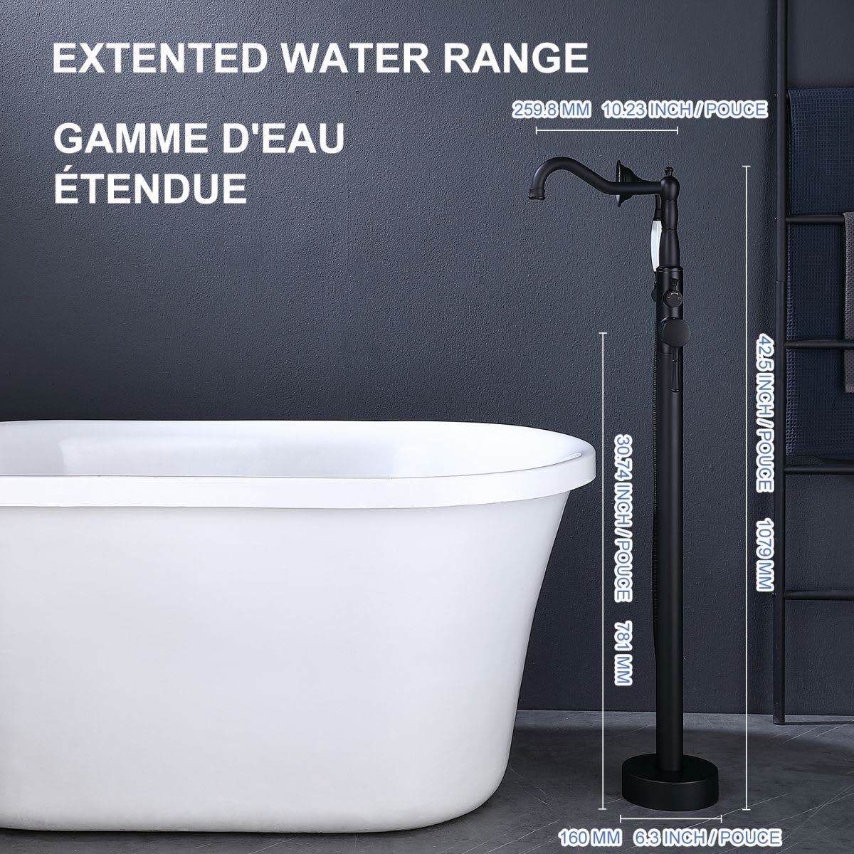 Single Handle Floor Mounted Clawfoot Tub Faucet with Handheld Shower RX8009