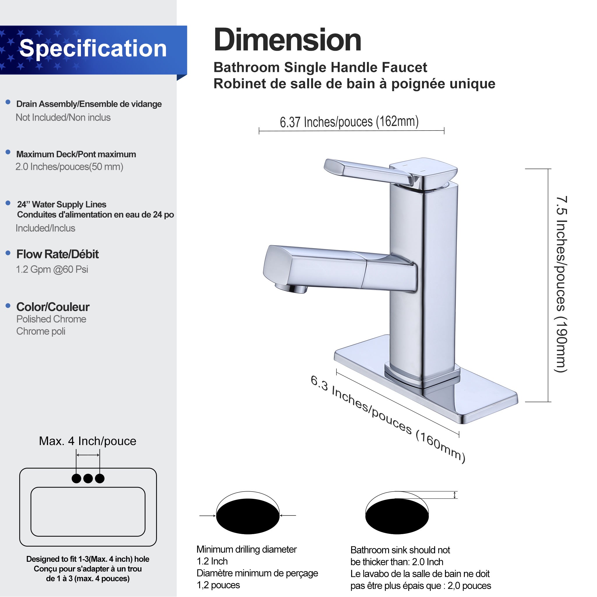 Single-Handle Pull-Out Bathroom Faucet RX5801