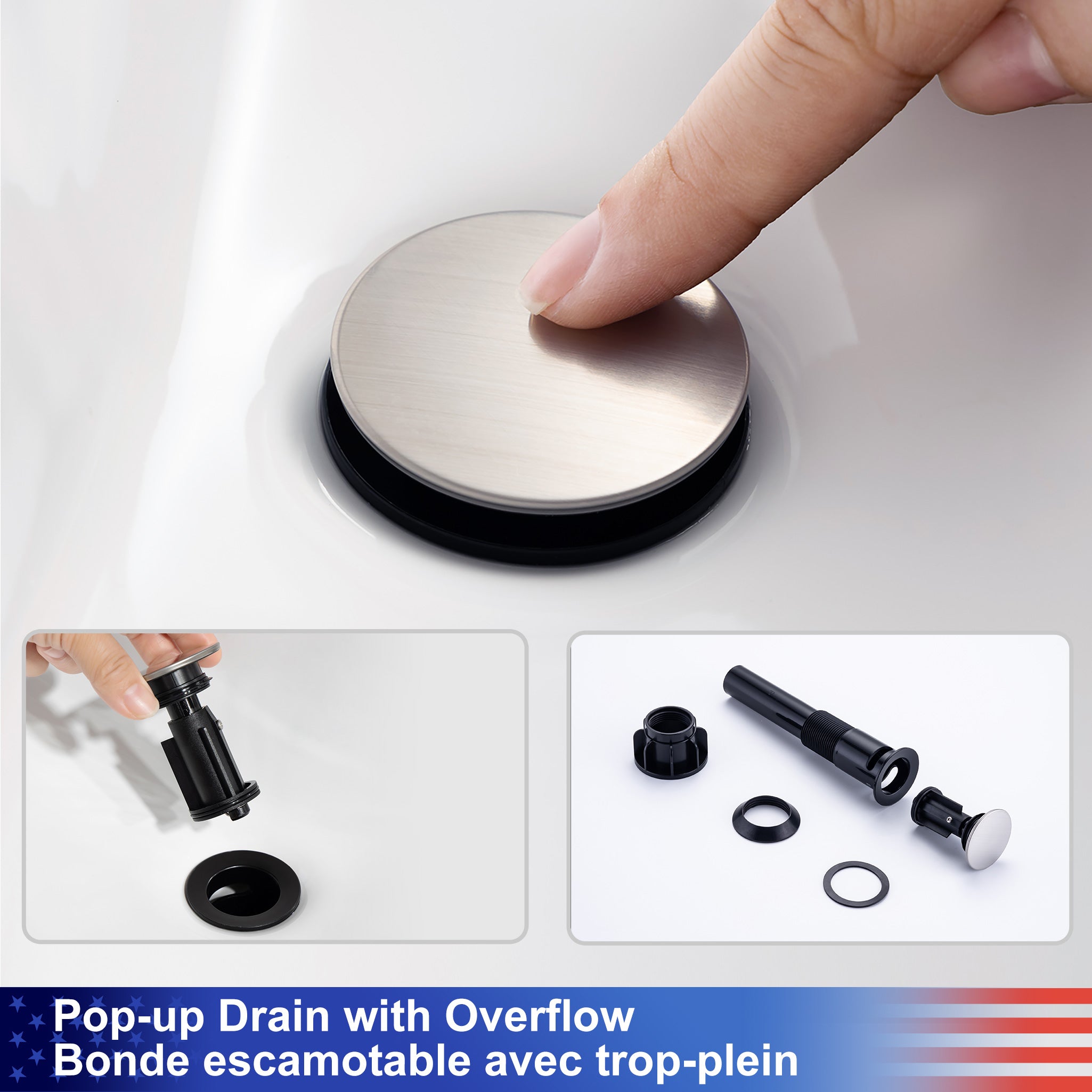 Widespread Faucet 2-handle Bathroom Faucet with Drain Assembly RX83009