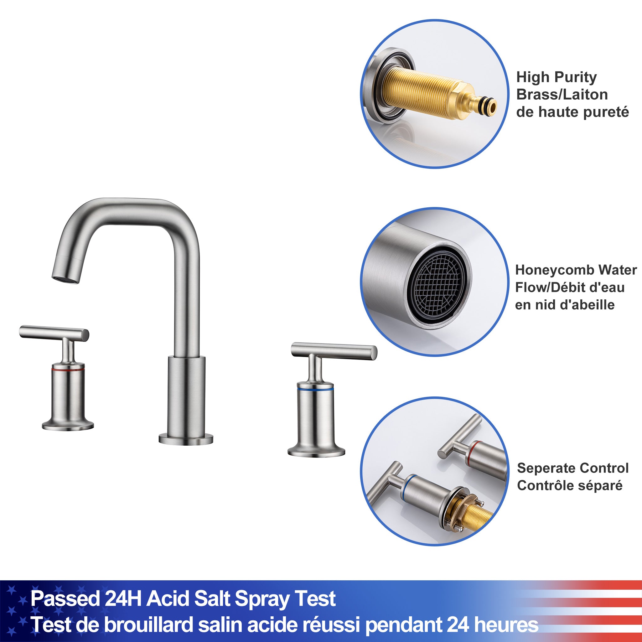 Widespread Faucet 2-handle Bathroom Faucet with Drain Assembly RX83009