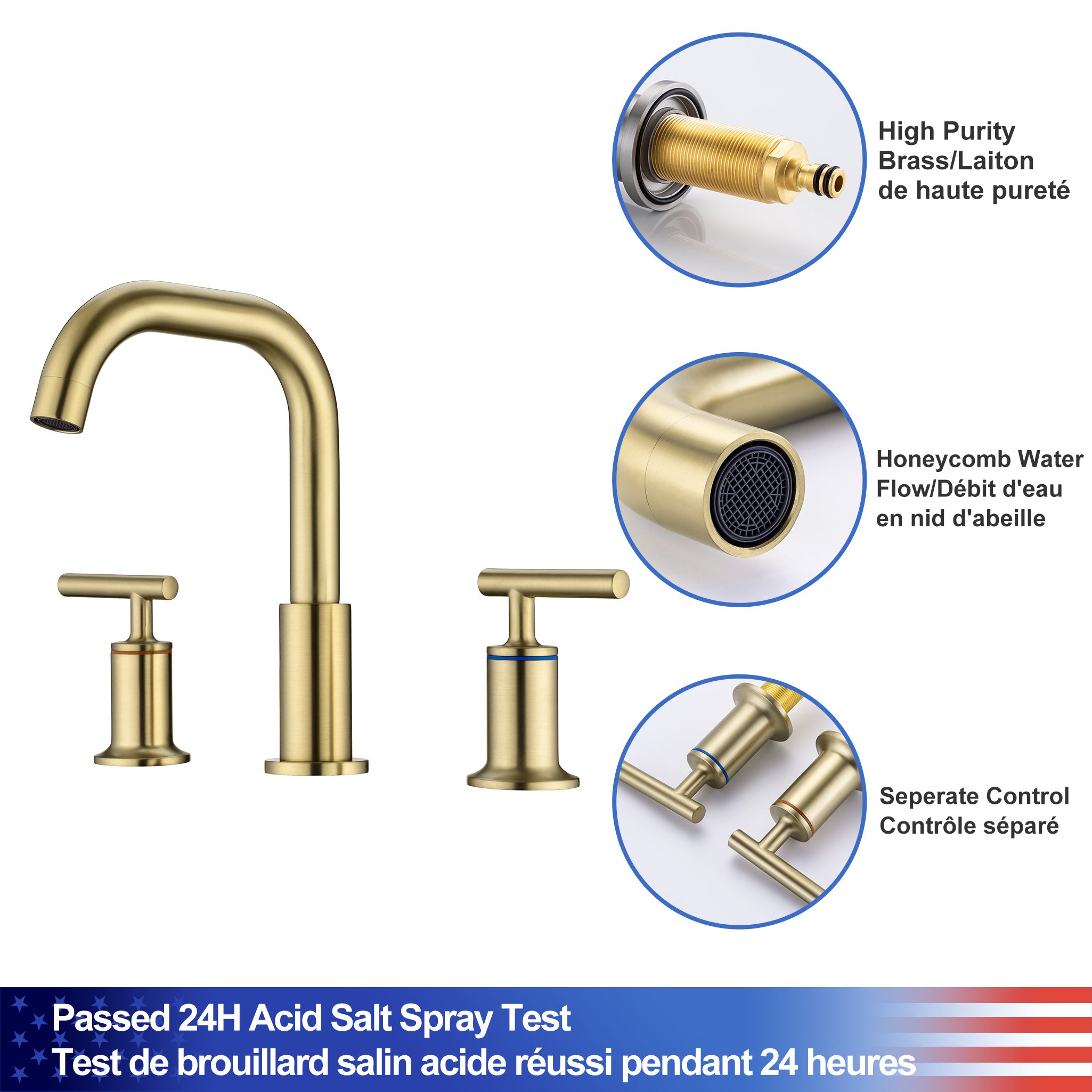 Widespread Faucet 2-handle Bathroom Faucet with Drain Assembly RX83009