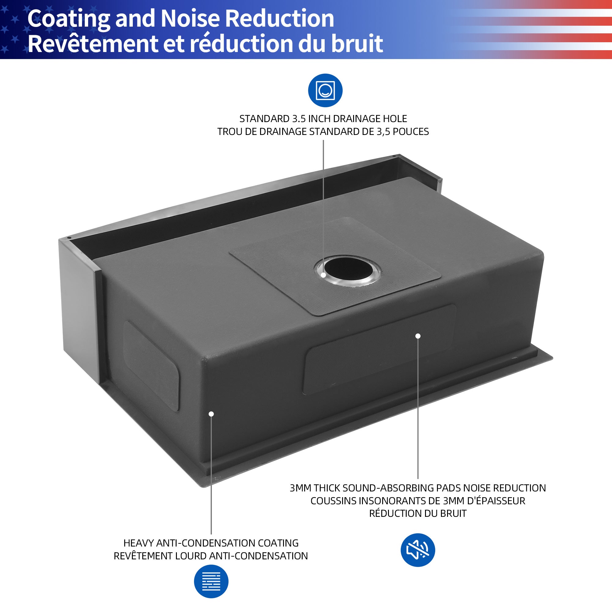 Farmhouse Apron Single Bowl Stainless Steel Kitchen Sink in Matte Black RX-SS02