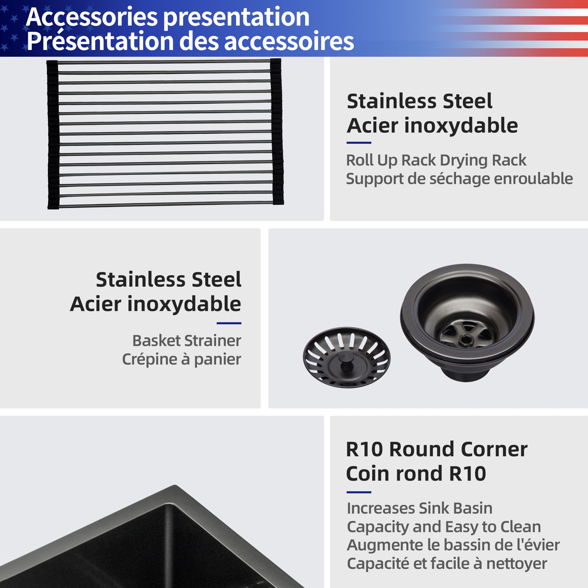 Farmhouse Apron Single Bowl Stainless Steel Kitchen Sink in Matte Black RX-SS02