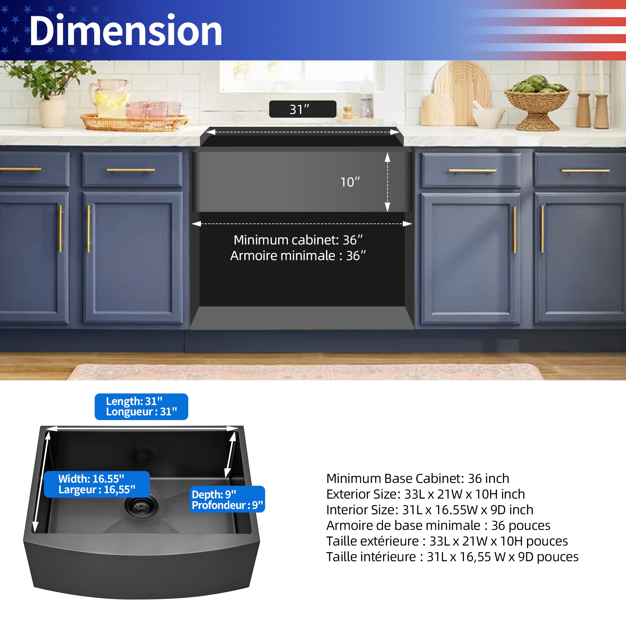 Farmhouse Apron Single Bowl Stainless Steel Kitchen Sink in Matte Black RX-SS02