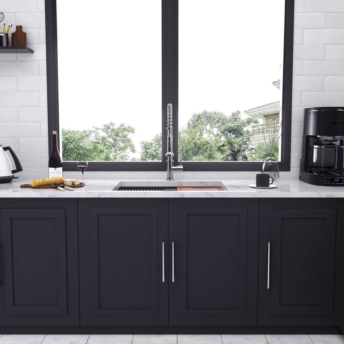 Undermount Single Bowl Stainless Steel Kitchen Sink with Workstation R ...