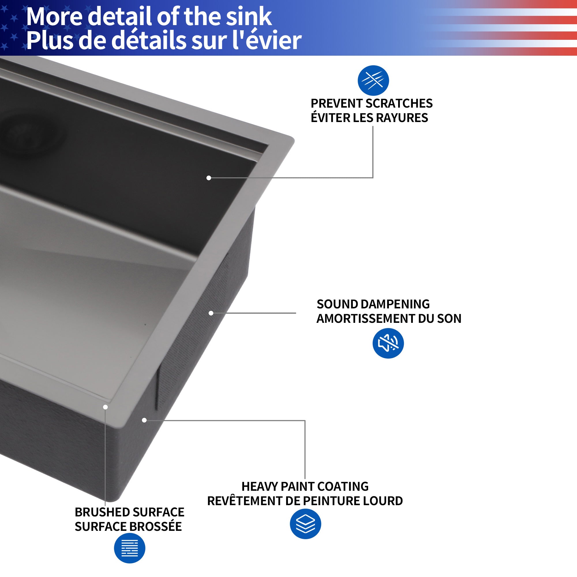 Undermount Single Bowl Stainless Steel Kitchen Sink with Workstation RX-SS29