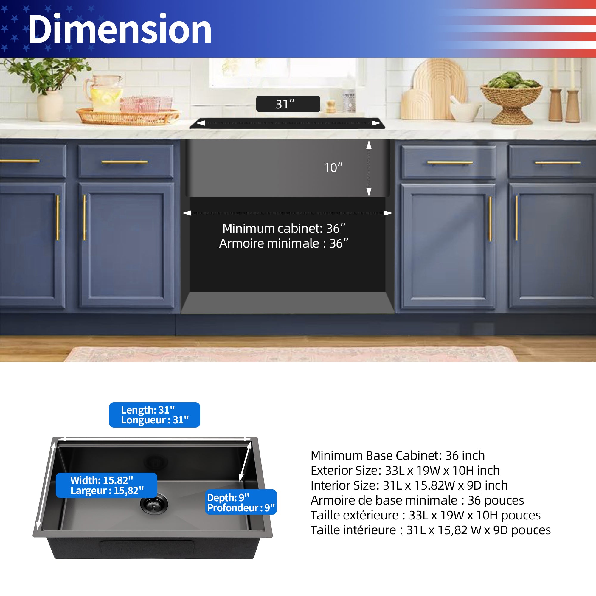 Undermount Single Bowl Stainless Steel Kitchen Sink with Workstation RX-SS29