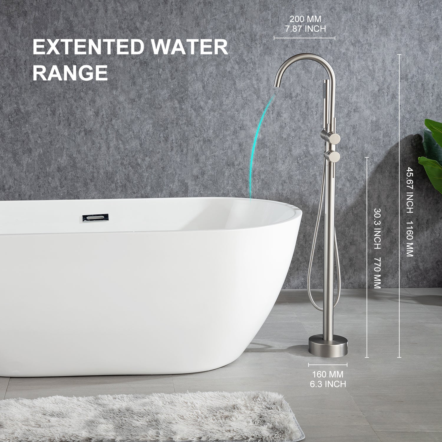 Single Handle Floor Mounted Freestanding Tub Filler with Handheld Shower RX8005