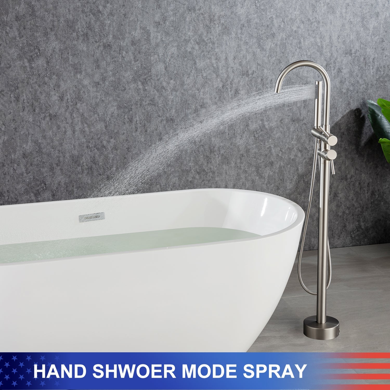 Single Handle Floor Mounted Freestanding Tub Filler with Handheld Shower RX8005