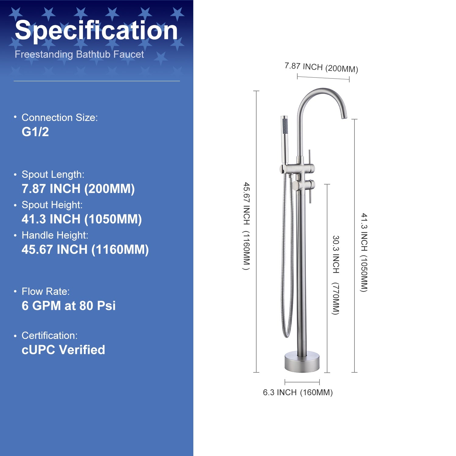 Freestanding Tub Filler with Handheld Shower