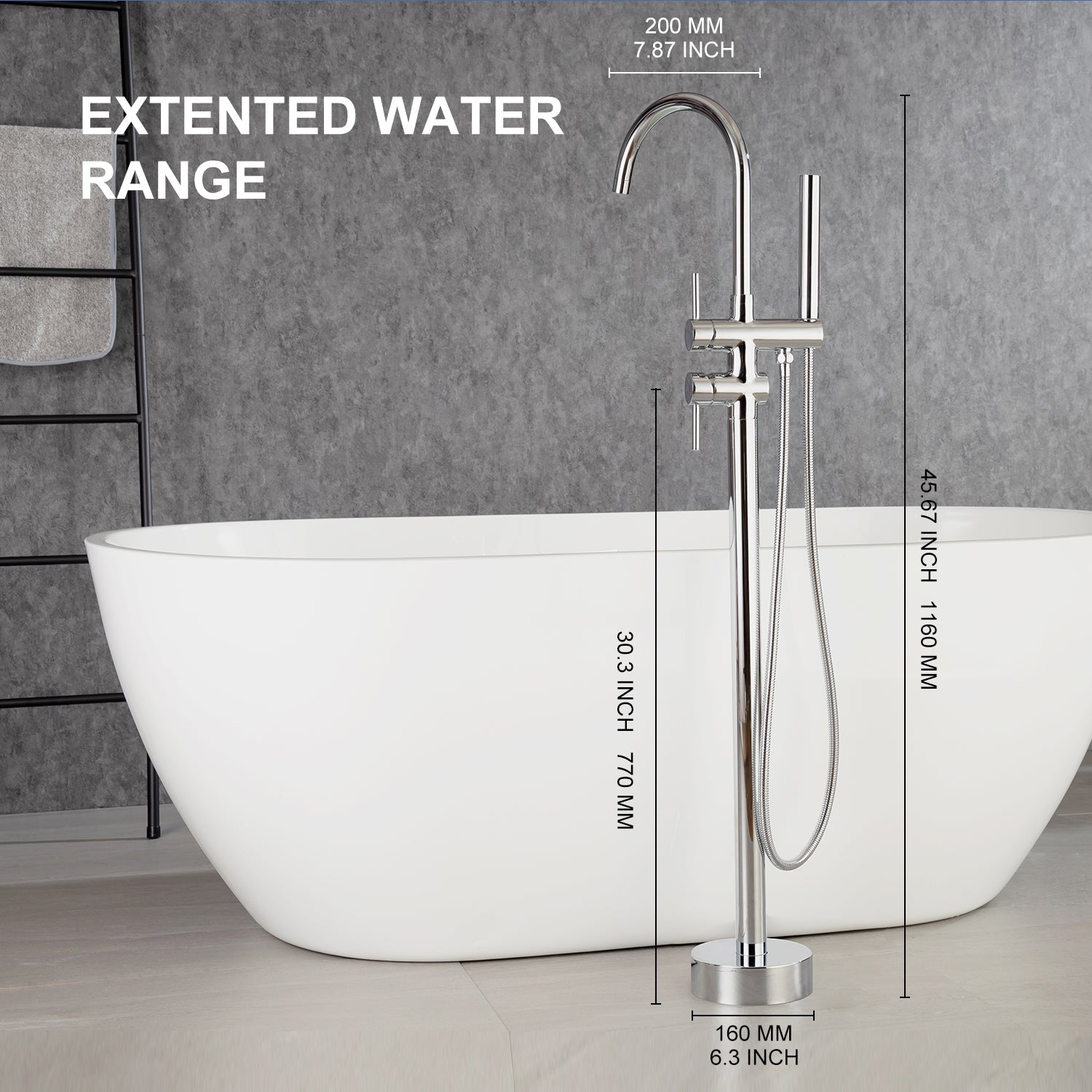 Single Handle Floor Mounted Freestanding Tub Filler with Handheld Shower RX8005