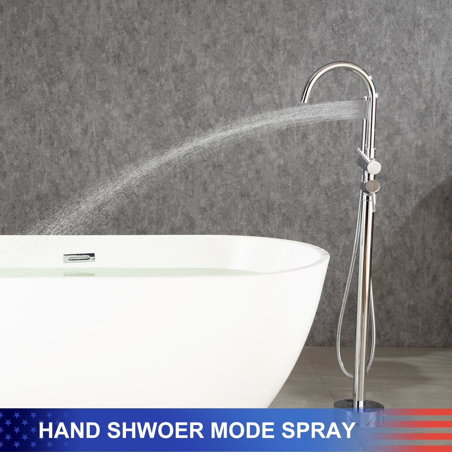 Single Handle Floor Mounted Freestanding Tub Filler with Handheld Shower RX8005