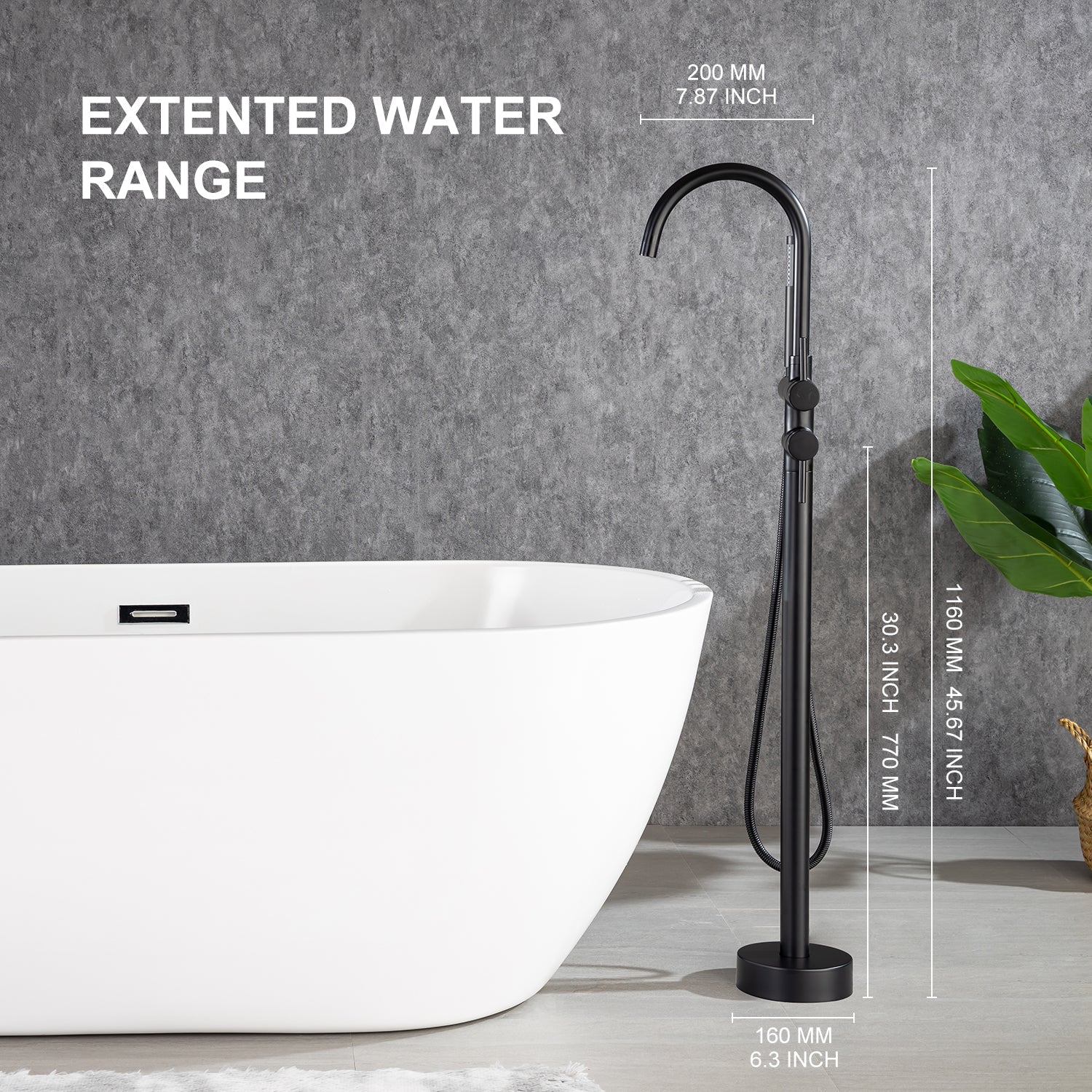 Single Handle Floor Mounted Freestanding Tub Filler with Handheld Shower RX8005