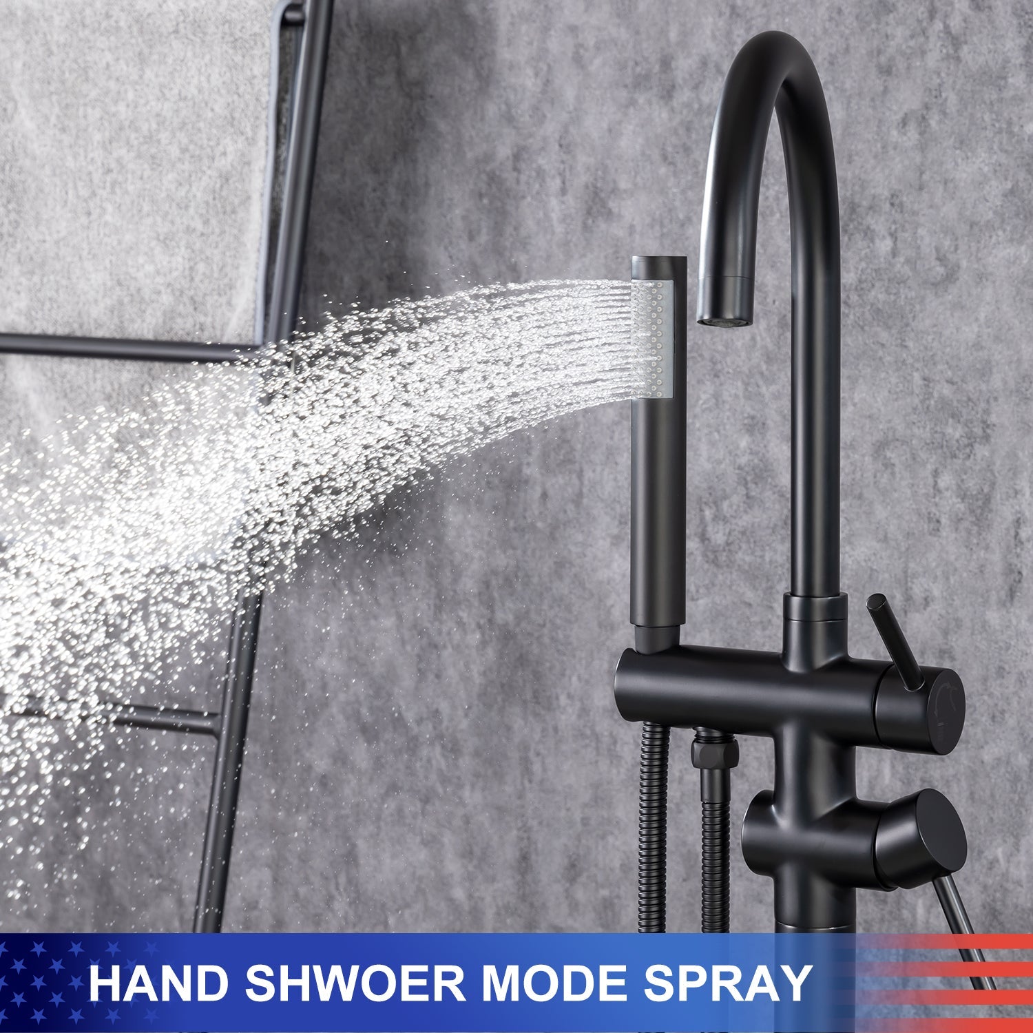 Single Handle Floor Mounted Freestanding Tub Filler with Handheld Shower RX8005