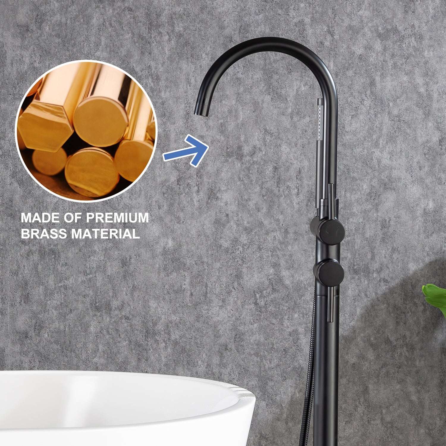 Single Handle Floor Mounted Freestanding Tub Filler with Handheld Shower RX8005