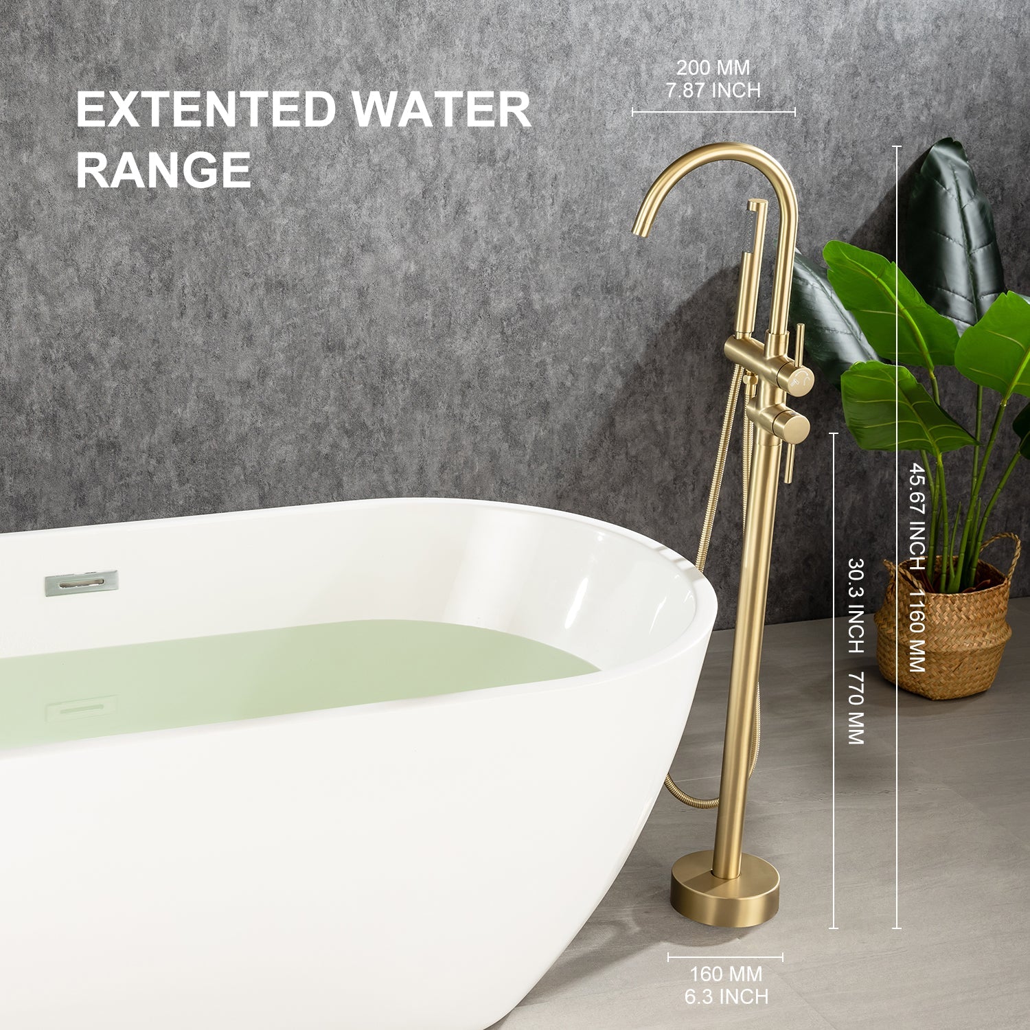 Single Handle Floor Mounted Freestanding Tub Filler with Handheld Shower RX8005