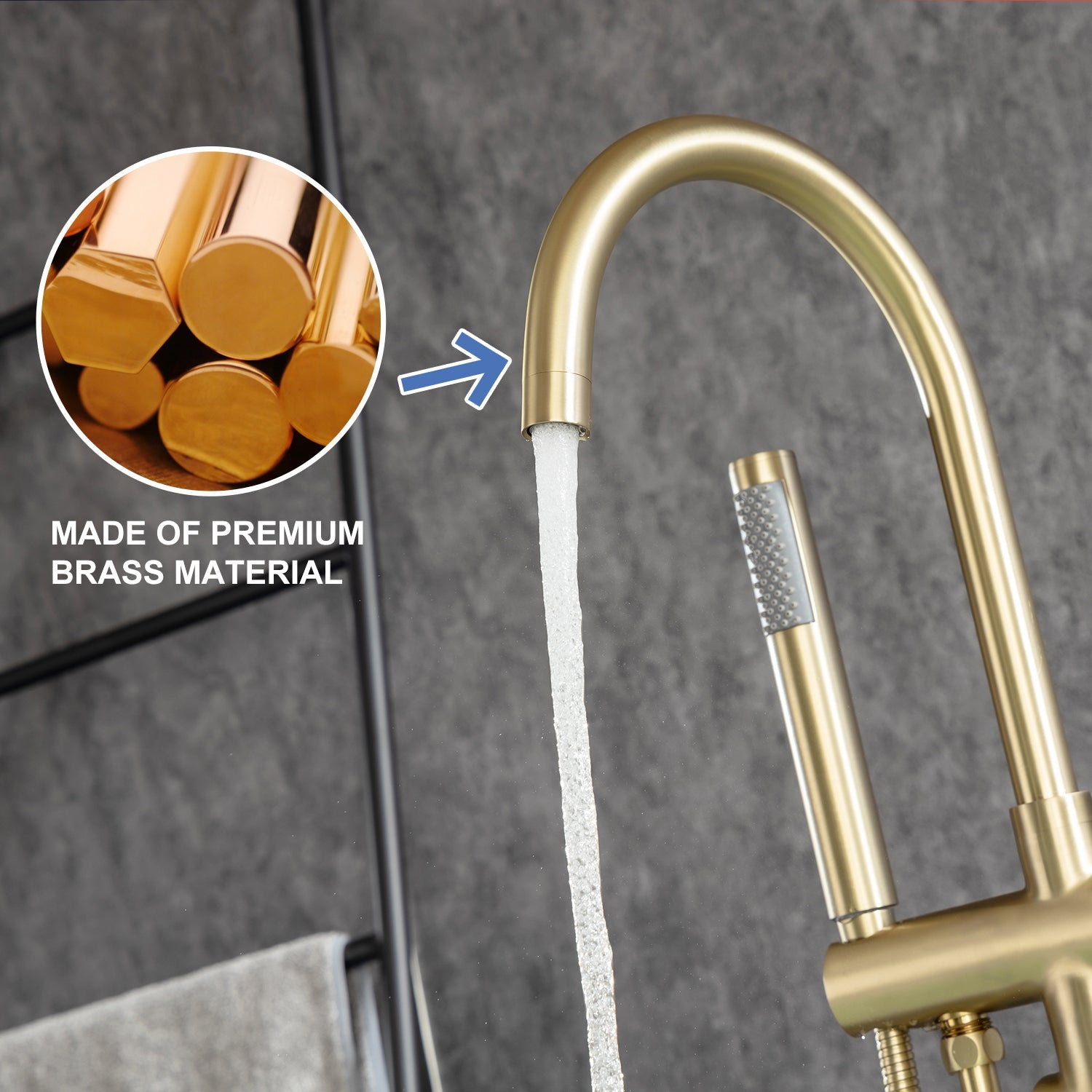 Single Handle Floor Mounted Freestanding Tub Filler with Handheld Shower RX8005