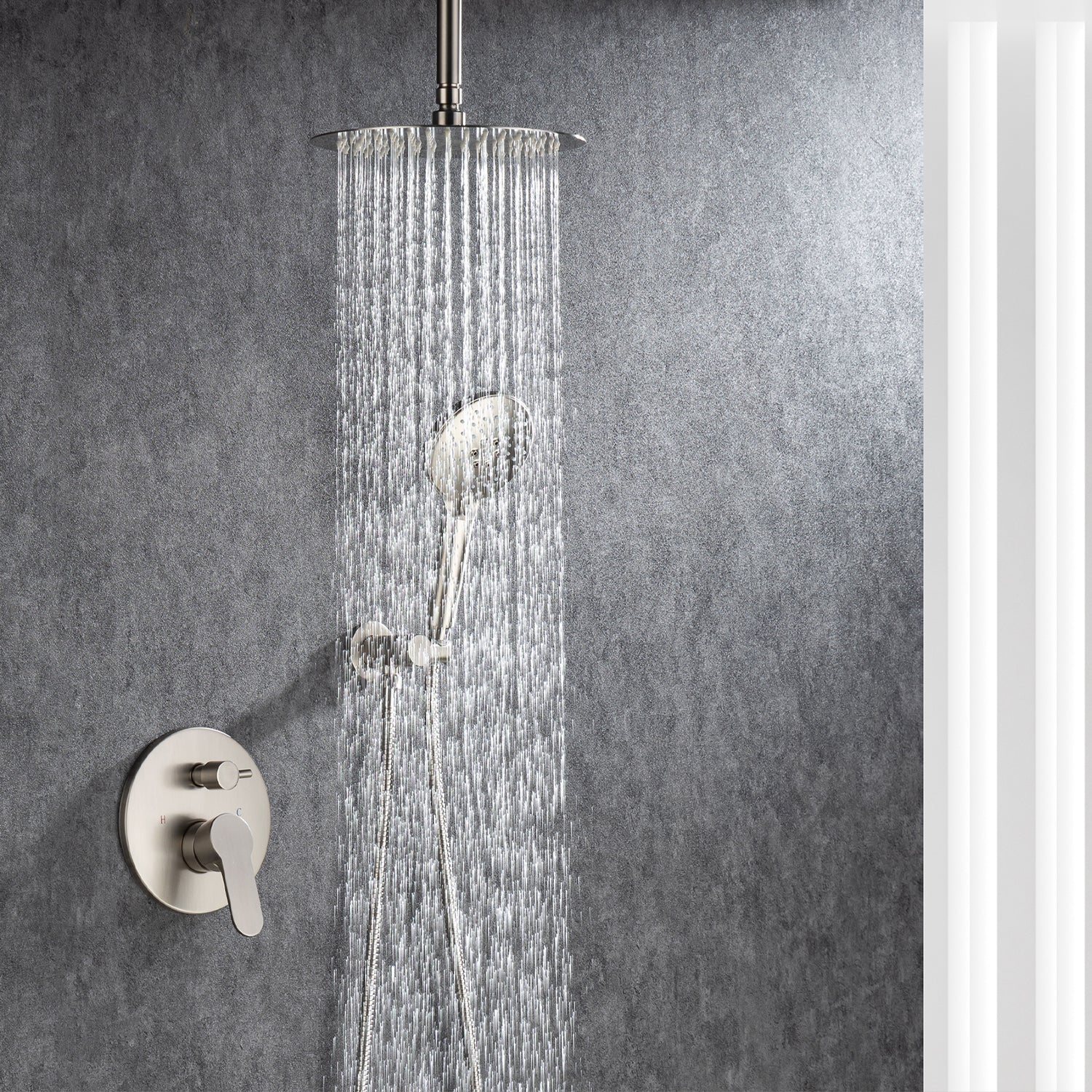 10" Shower Head 2-way Ceiling-Mount Round Shower Faucet with Rough-in Valve RX96205-10