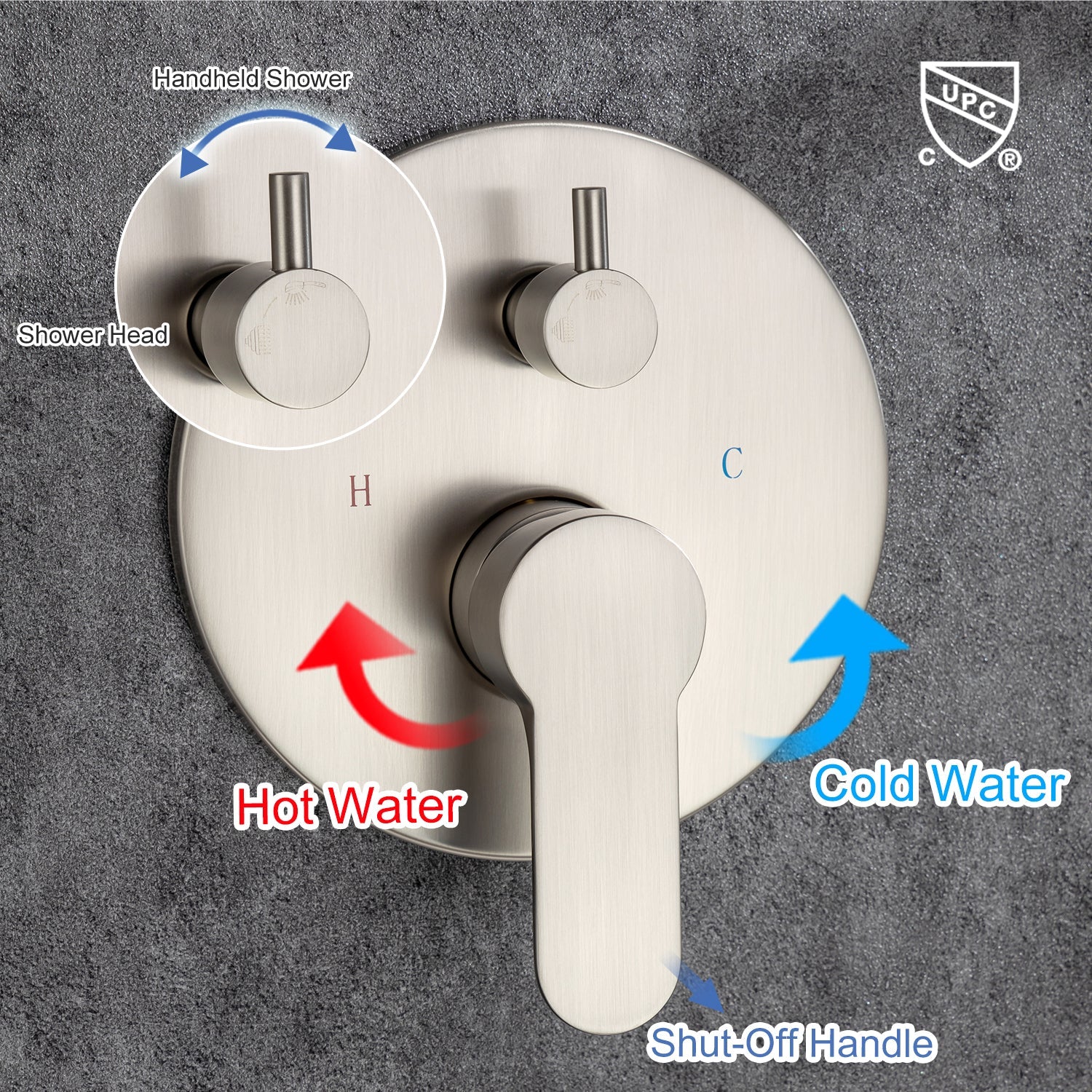 10" Shower Head 2-way Ceiling-Mount Round Shower Faucet with Rough-in Valve RX96205-10