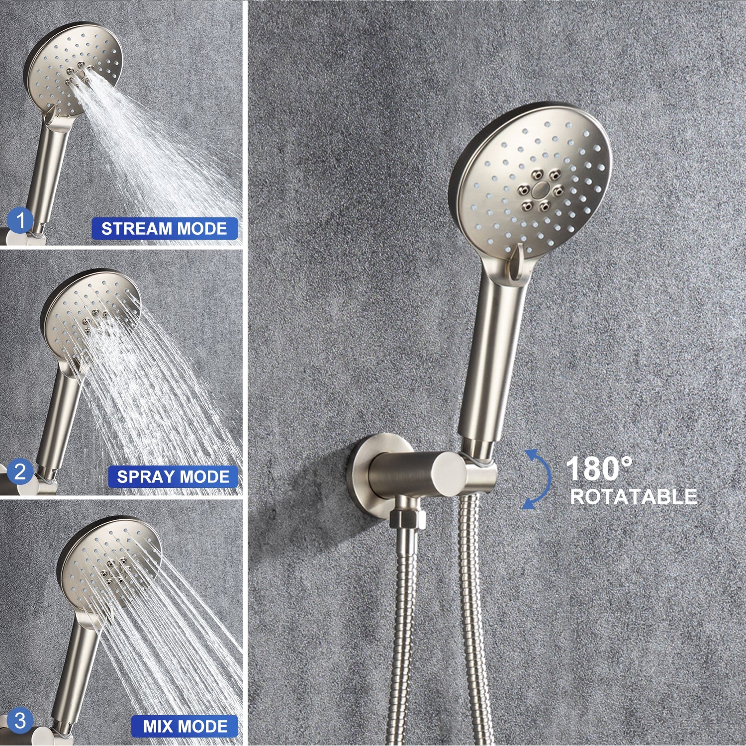 10" Shower Head 2-way Ceiling-Mount Round Shower Faucet with Rough-in Valve RX96205-10