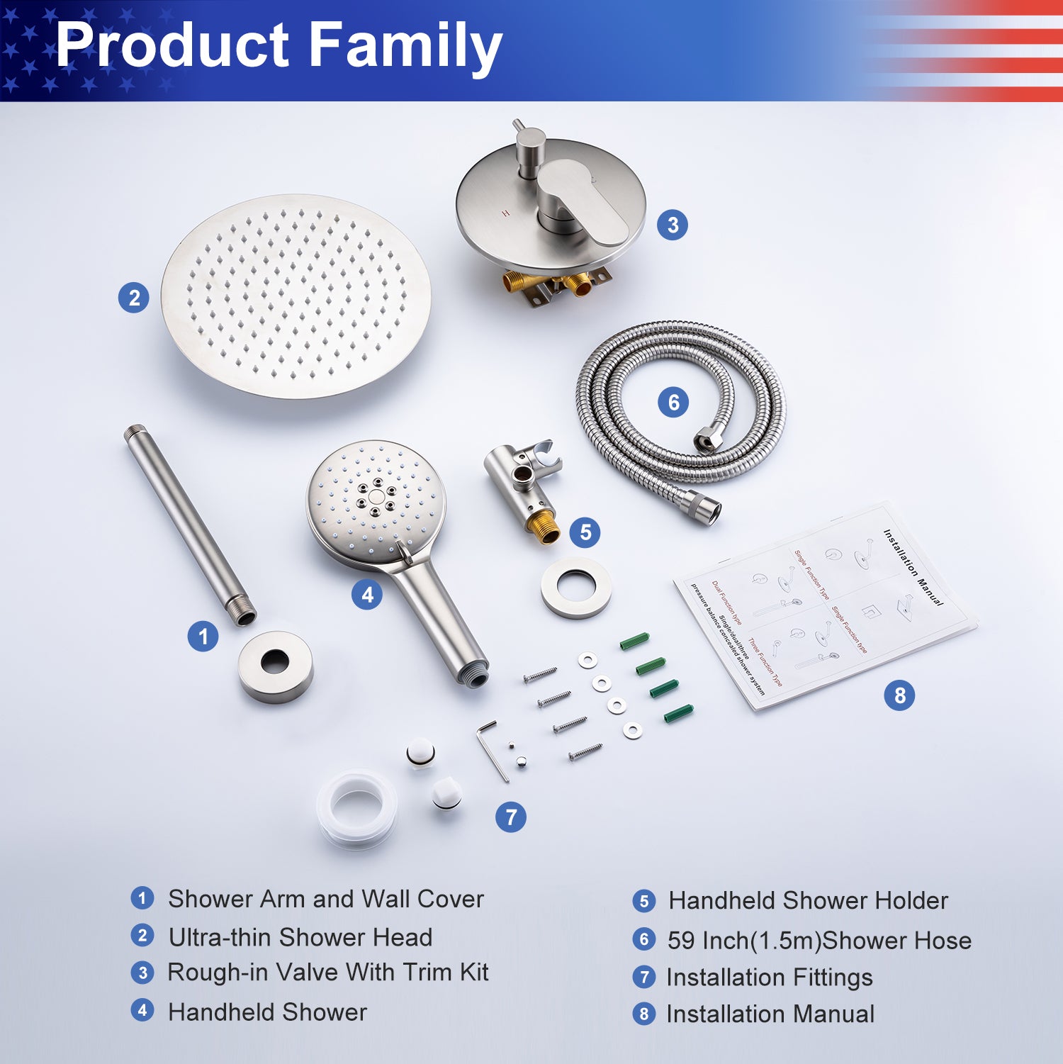 10" Shower Head 2-way Ceiling-Mount Round Shower Faucet with Rough-in Valve RX96205-10