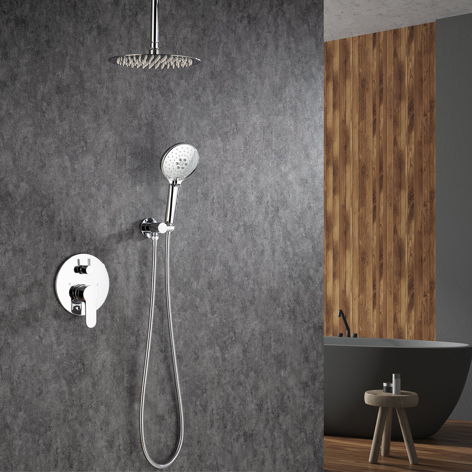 10" Shower Head 2-way Ceiling-Mount Round Shower Faucet with Rough-in Valve RX96205-10