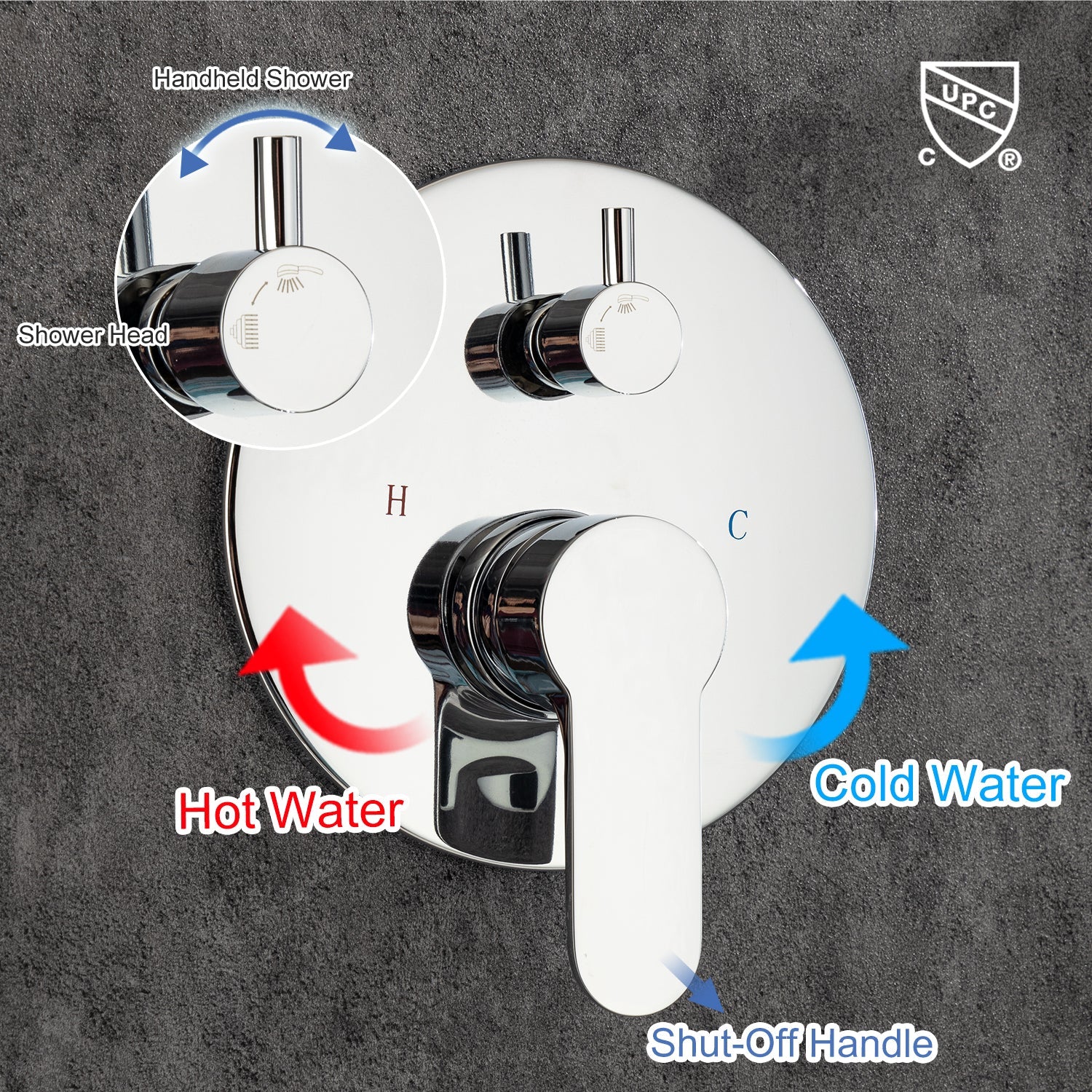 10" Shower Head 2-way Ceiling-Mount Round Shower Faucet with Rough-in Valve RX96205-10