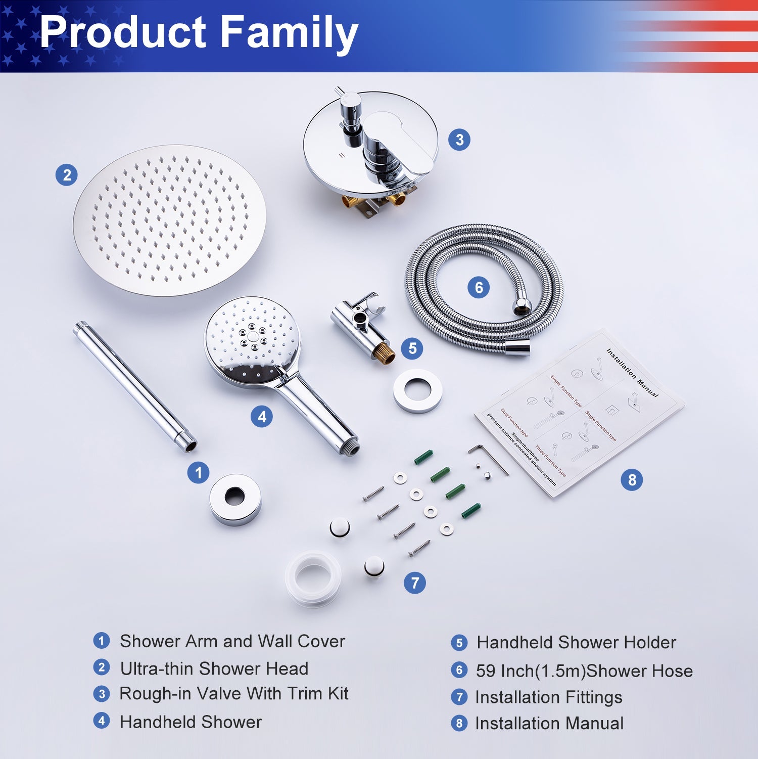 10" Shower Head 2-way Ceiling-Mount Round Shower Faucet with Rough-in Valve RX96205-10