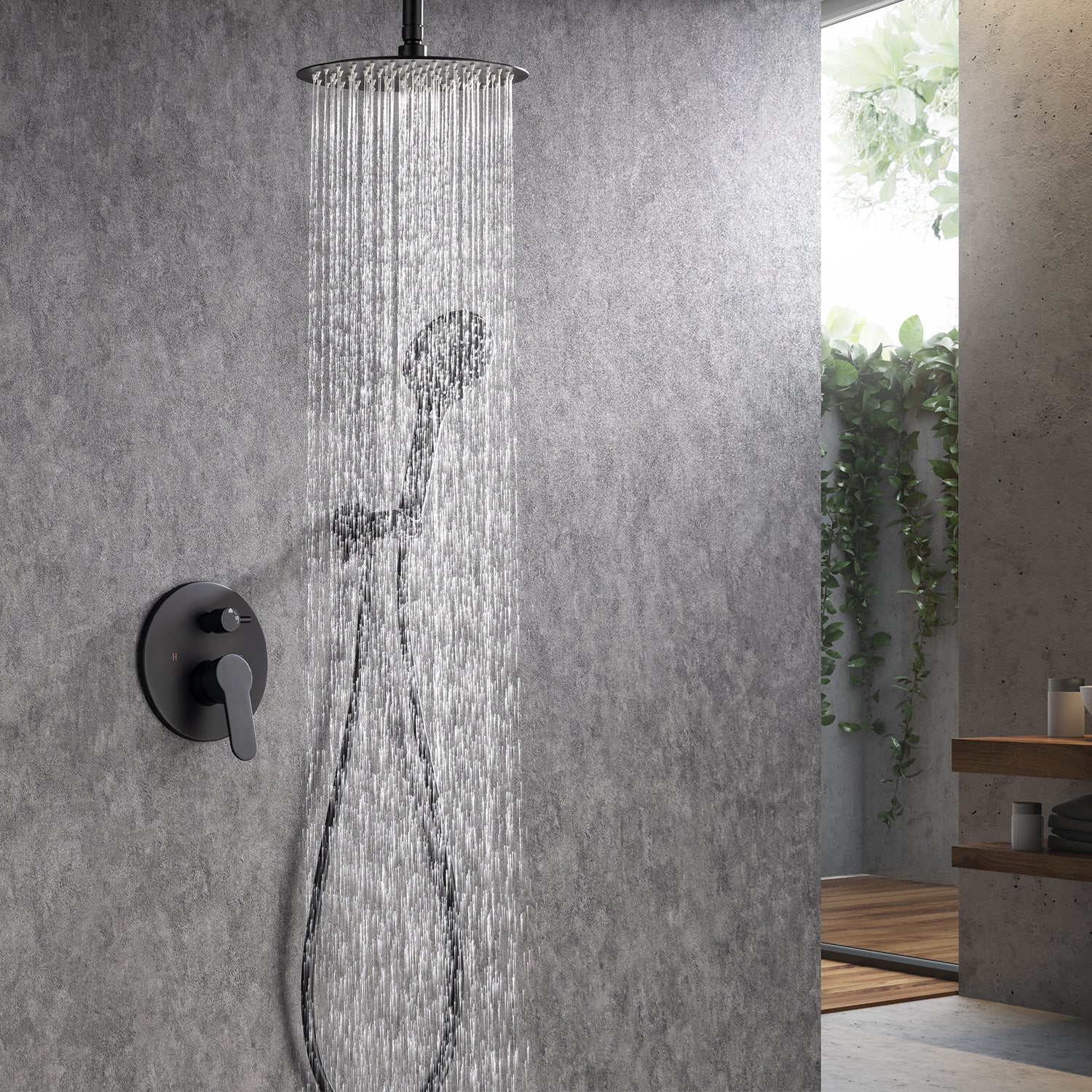 Pressure balance valve with diverter and handle