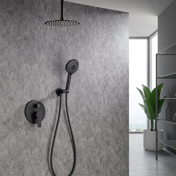 10" Shower Head 2-way Ceiling-Mount Round Shower Faucet