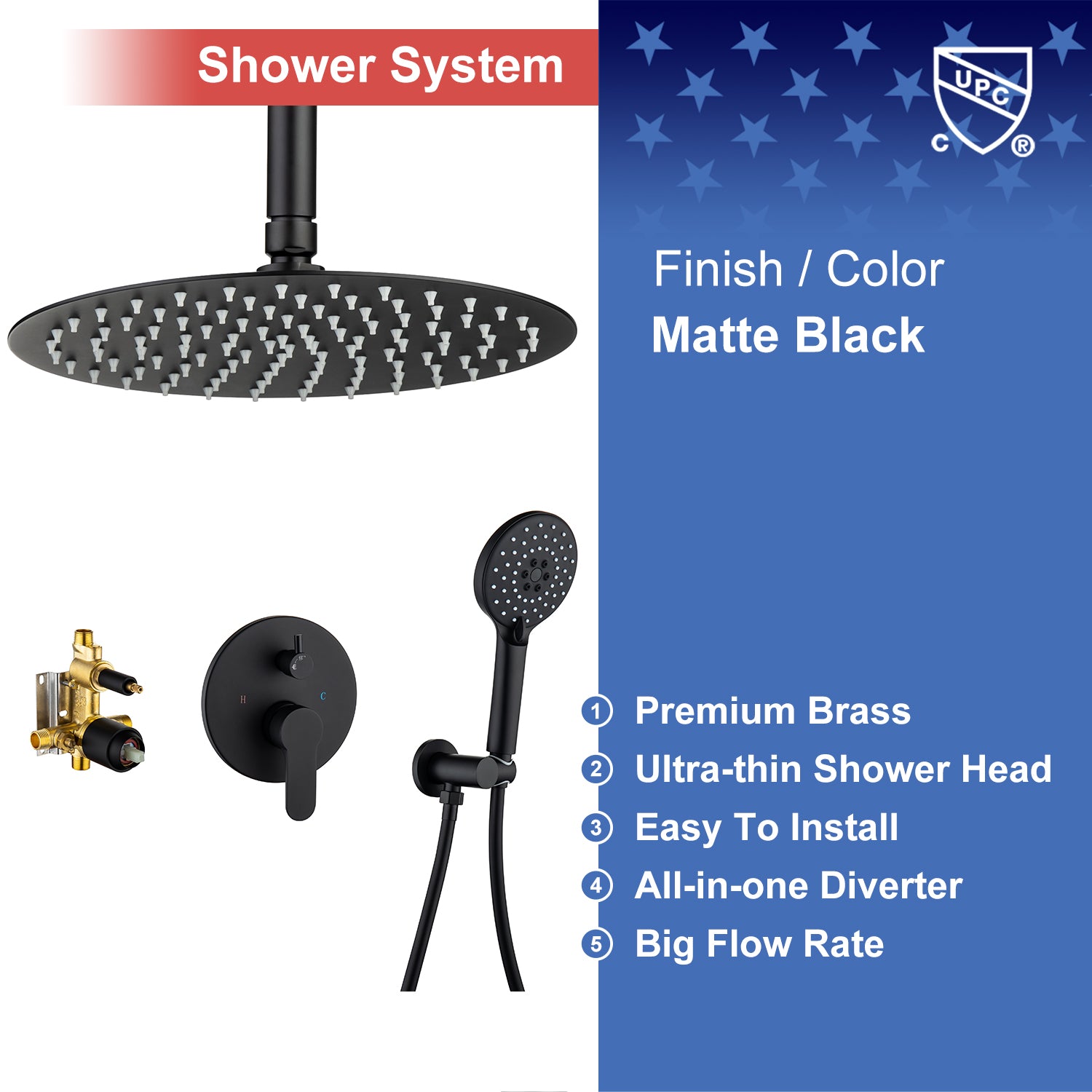 Shower System With Premium Brass