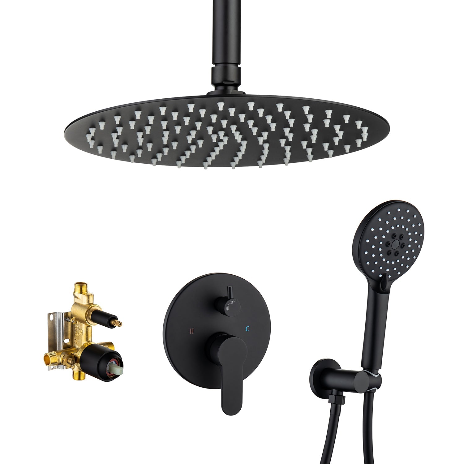 Ceiling-mount shower arm for overhead installation