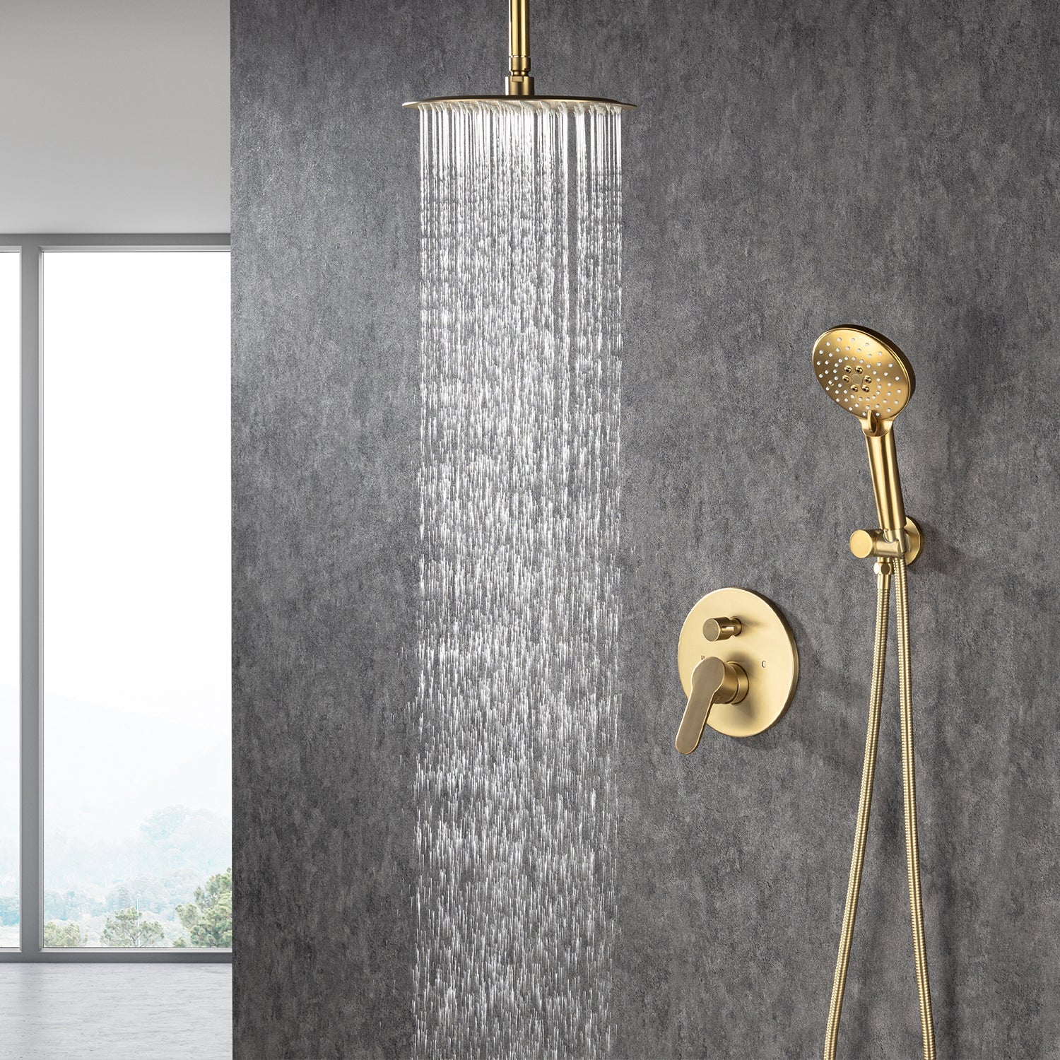 10" Shower Head 2-way Ceiling-Mount Round Shower Faucet with Rough-in Valve RX96205-10